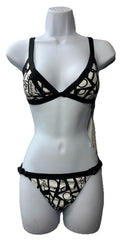 Calvin Klein Women's Low Waisted Elastic Logo Triangle Bikini Set Size XS Black