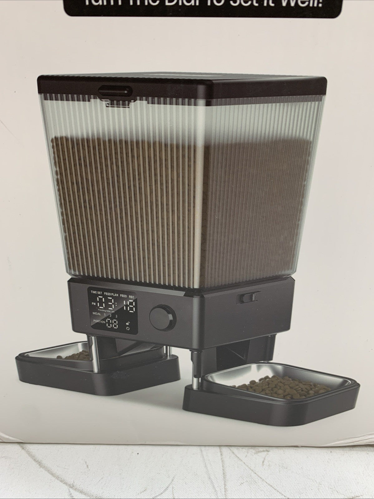 Oneisall Automatic Cat Feeder Automatic Food Dispenser Dry Food Indoor with Dial