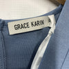 Grace Karin Haze Blue Surplice Clip Dot Long Sleeve Sheath Pencil Dress Size XS