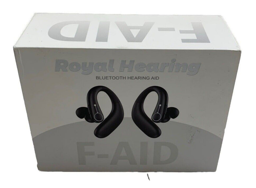 Royal Hearing F-Aid Bluetooth Wireless Hearing Aid Black for Seniors Hearing Los