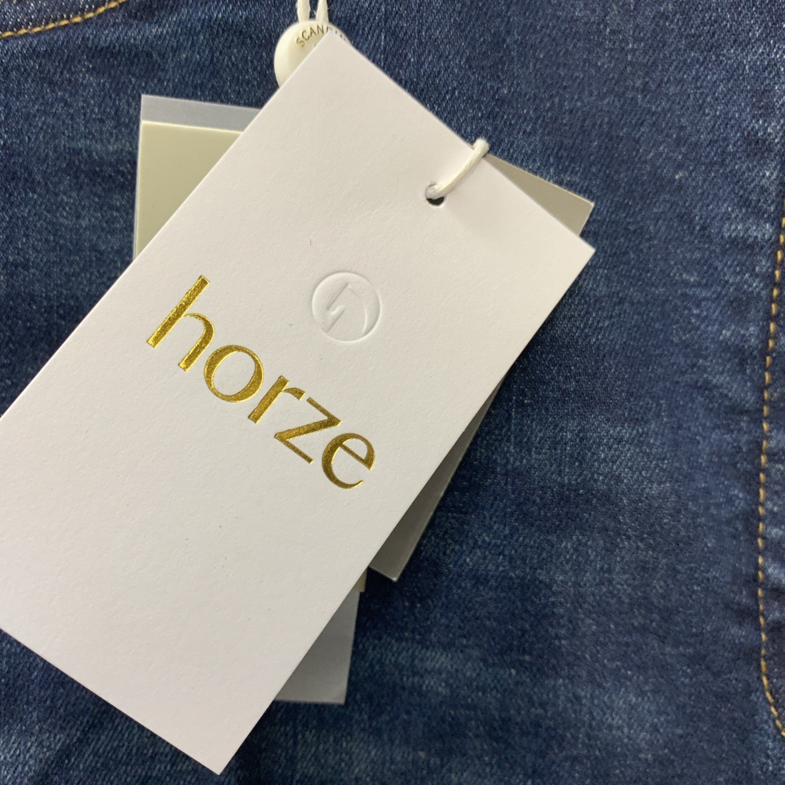 Horze Kaia Womens High Waist Denim Silicone Full Seat Breeches Dark Blue Size 32