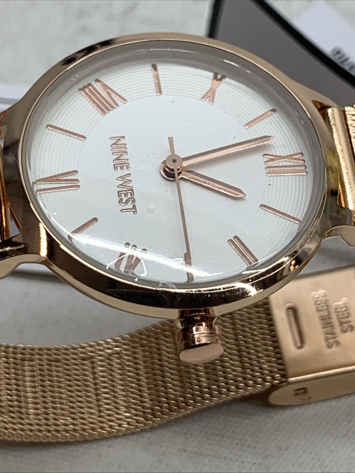 Nine West Rose Gold Wrist Watch Women's Stainless Steel Back Analog - 2228SVRG