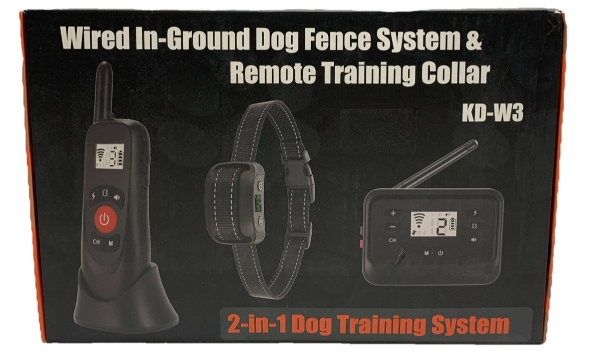 Remote Dog Training Collar & In-ground Electronic Containment Fence System Combo