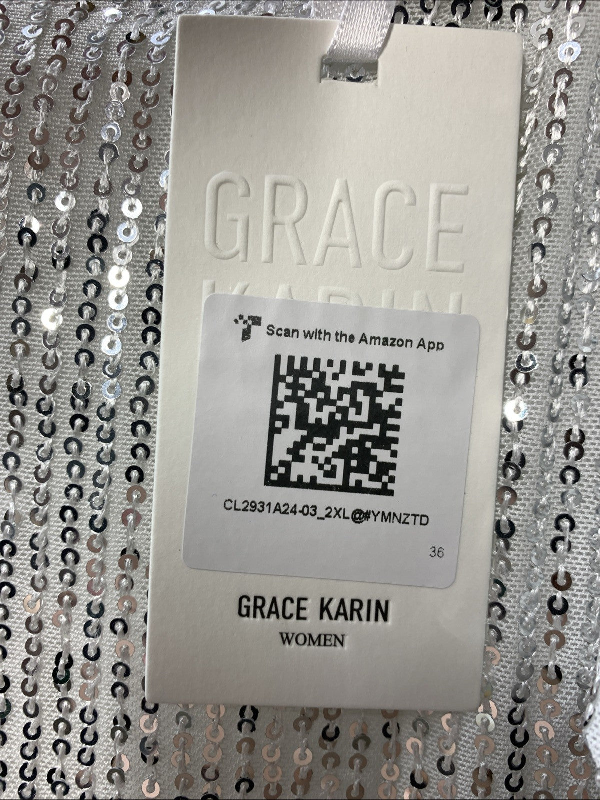 White Grace Karin sequin tank top dressy shimmer top for women, size 2XL, featuring sparkling sequins and a sleeveless design.