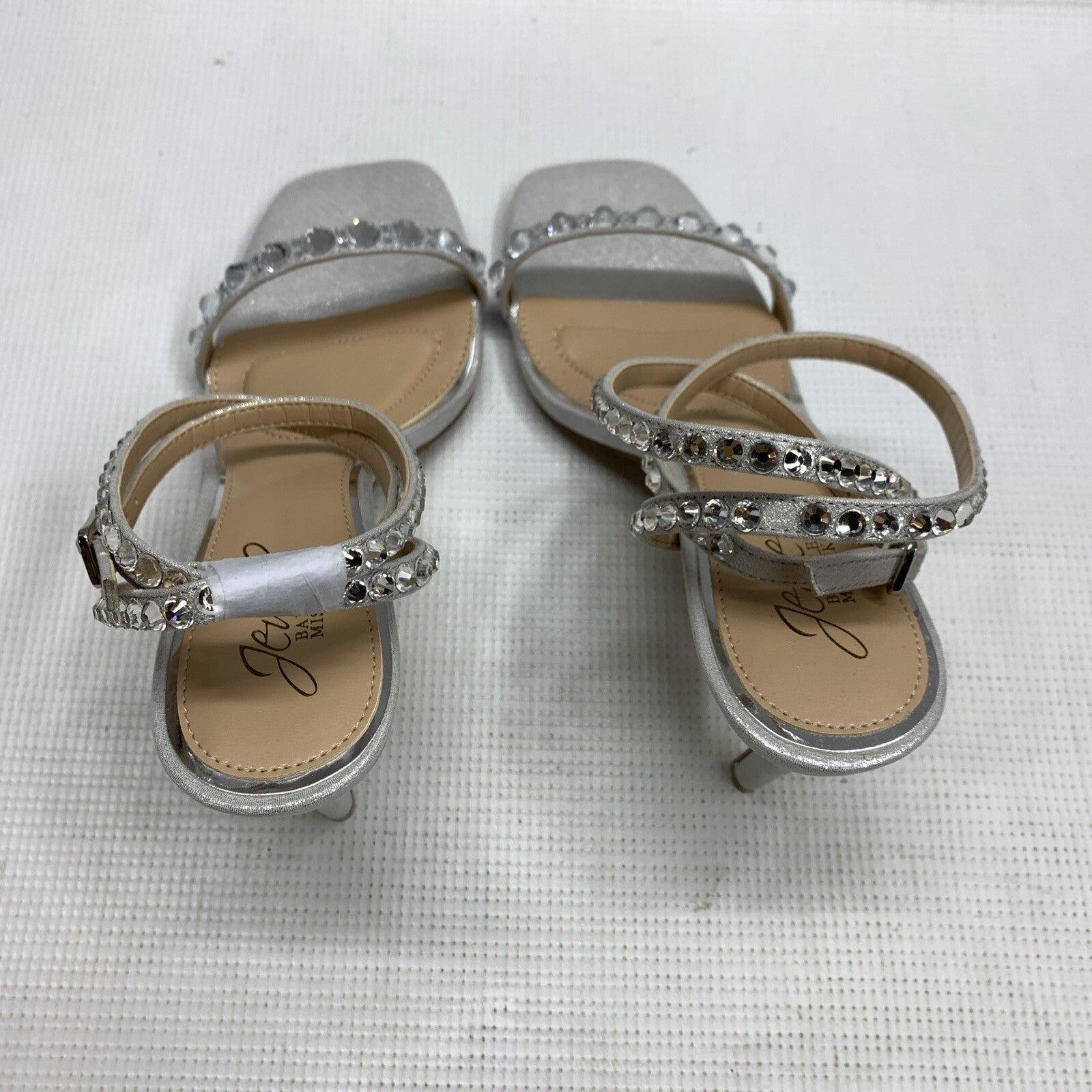 Jewel Badgley Mischka Hosana Stiletto with Gemstone-Studded Wraparound Strap 6.5