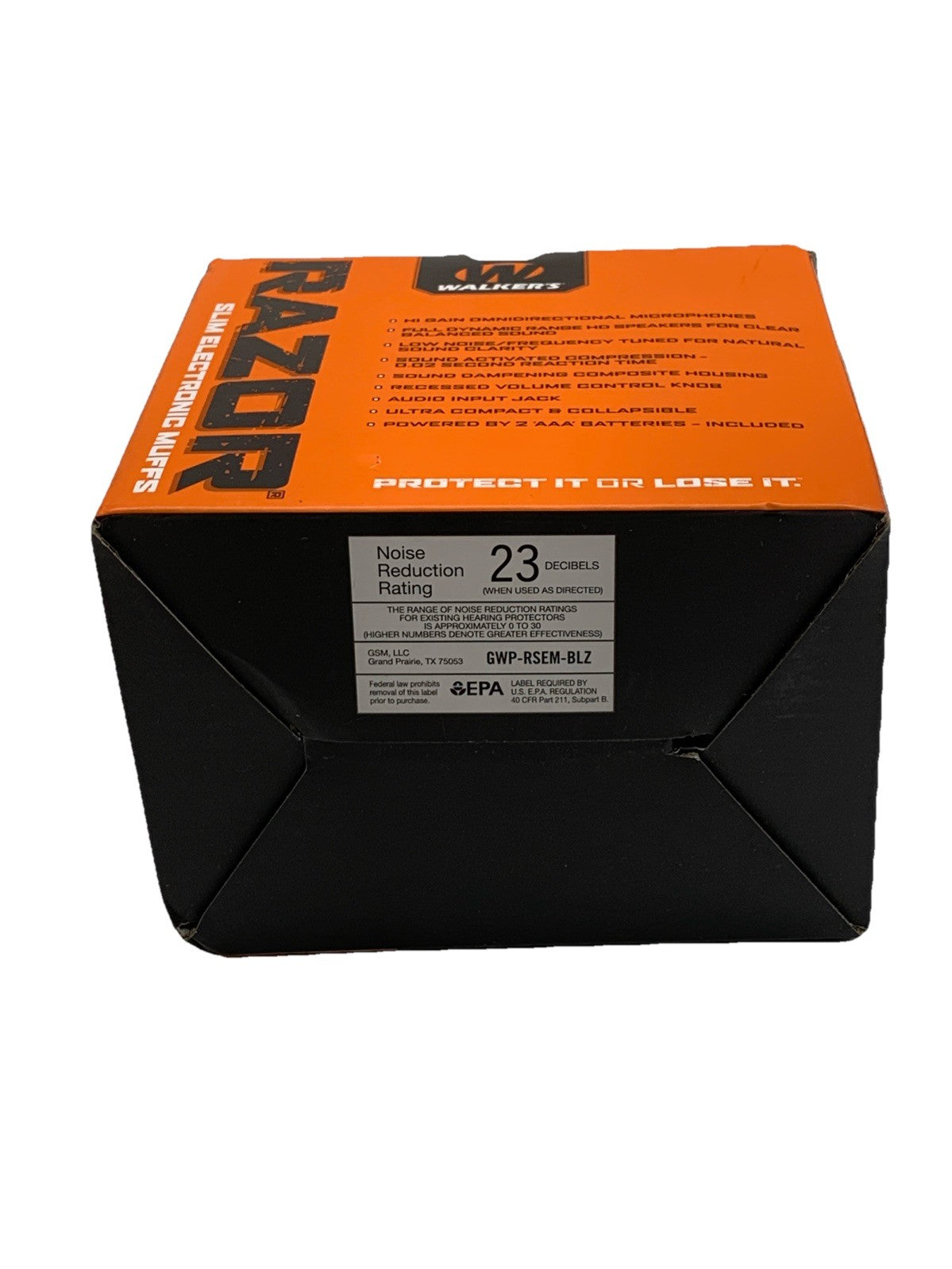 Walker's Game Ear Razor Slim Hearing Electronic Orange Earmuff - GWP-RSEM-BLZ