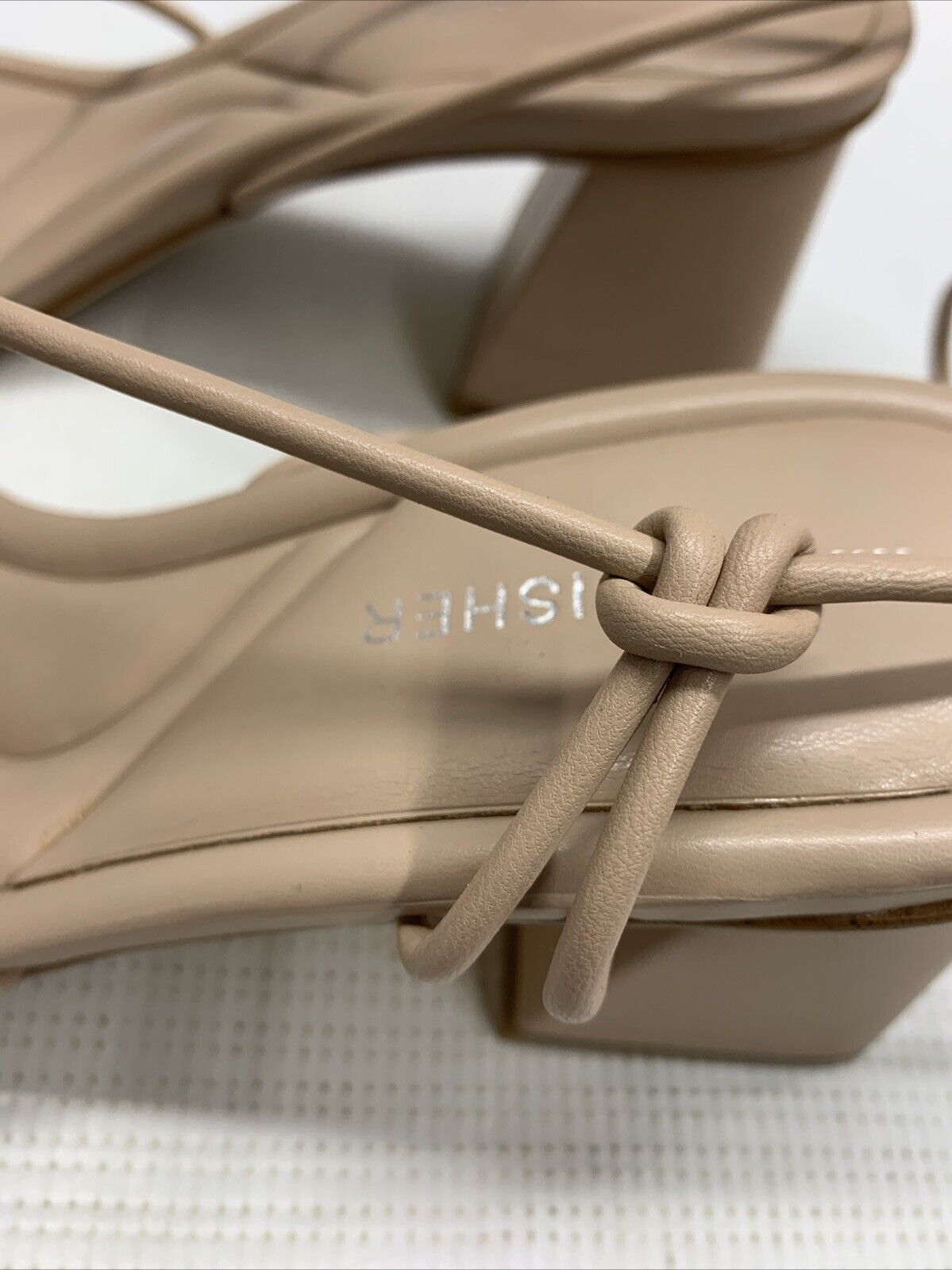 Marc Fisher Women's Meggiane Heeled Sandal Size 8M Lite Latte 110 Buckle Closure