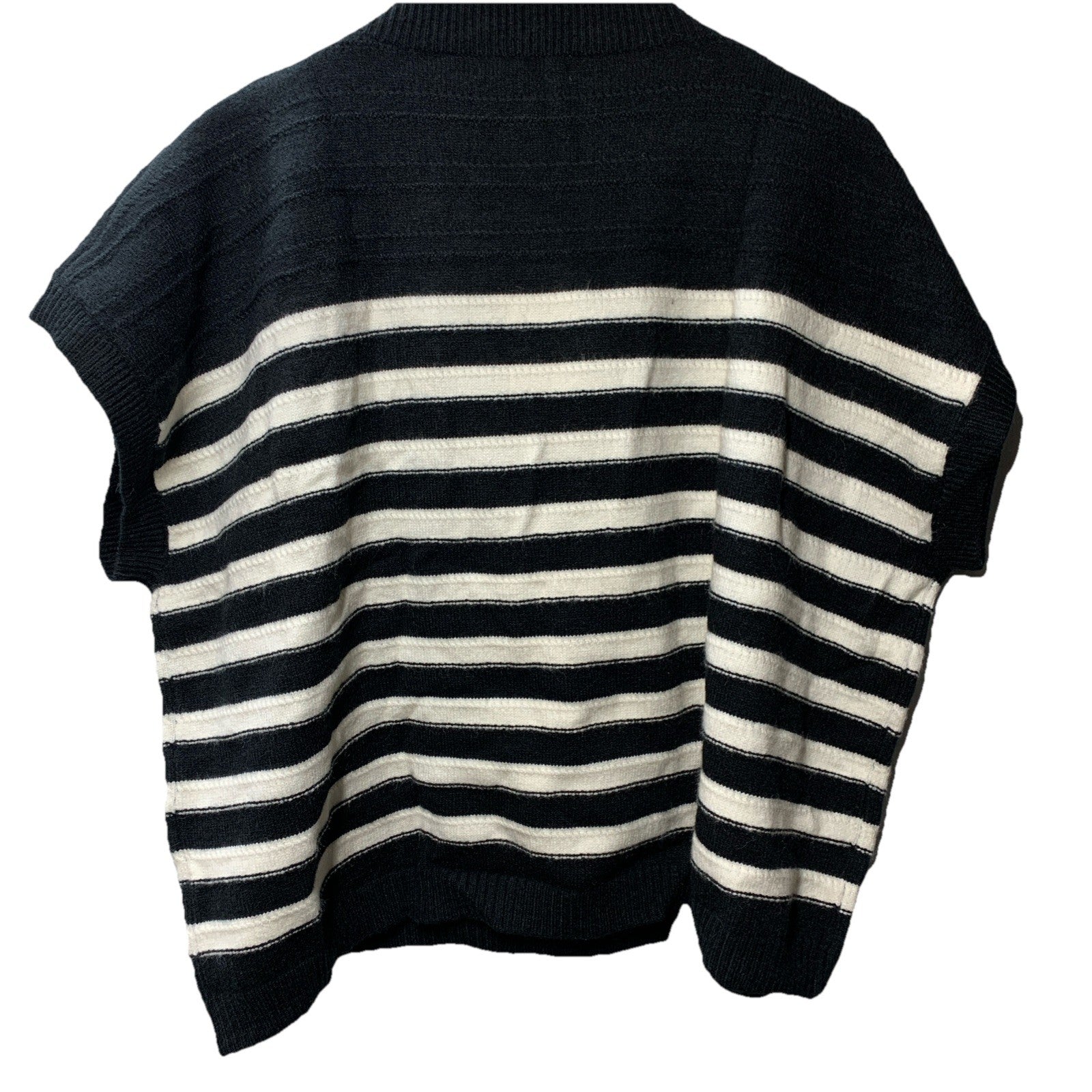 GRACE KARIN Striped Cap Sleeve Knit Sweater Crop Top Oversized Black/White 2XL