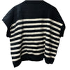 GRACE KARIN Striped Cap Sleeve Knit Sweater Crop Top Oversized Black/White 2XL