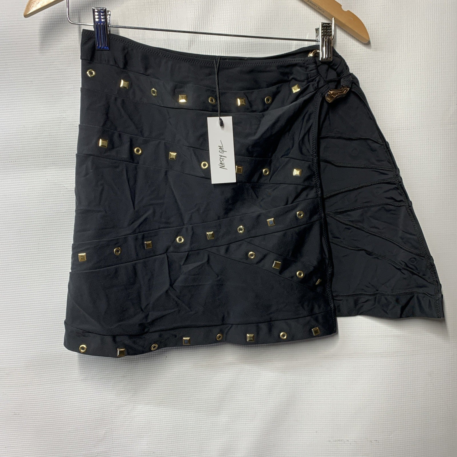 Nasty Gal Ring Studded Underwire Beach Three- piece Bikini Set Black Size 6