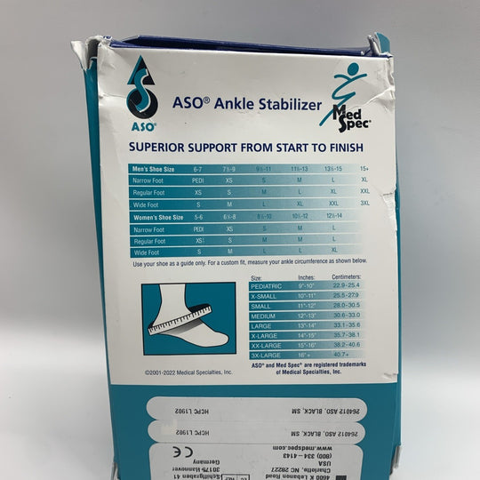 Med Spec ASO Ankle Stabilizer Small Black Ankle Brace for Sprained Ankle 264012