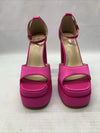 Vivianly Women Platform Ankle Strap Open Toe Chunky Block High Heels Rose Red 8