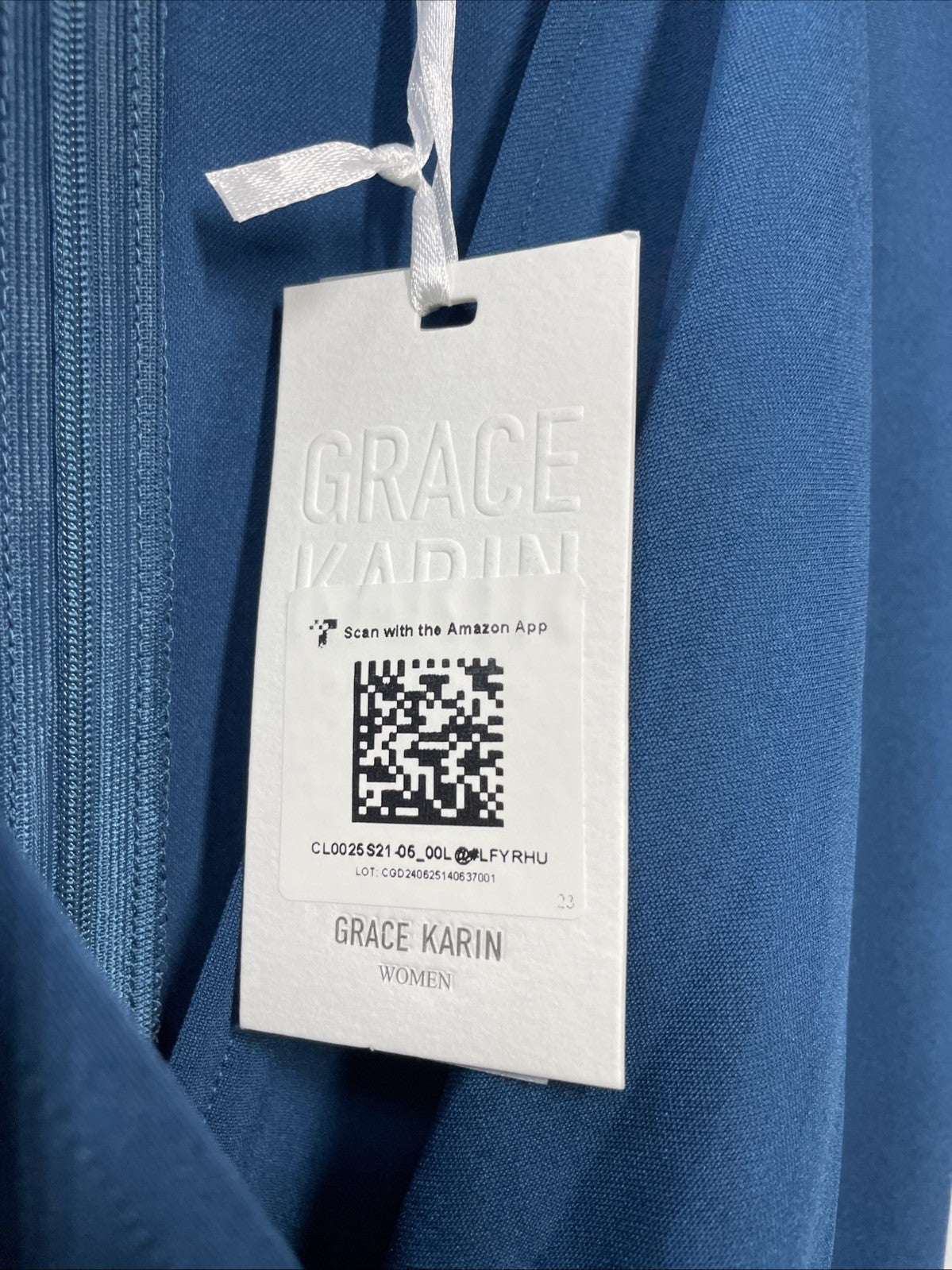 GRACE KARIN Women's Business Office Work Pencil Dress L Blue/Black Short Sleeve