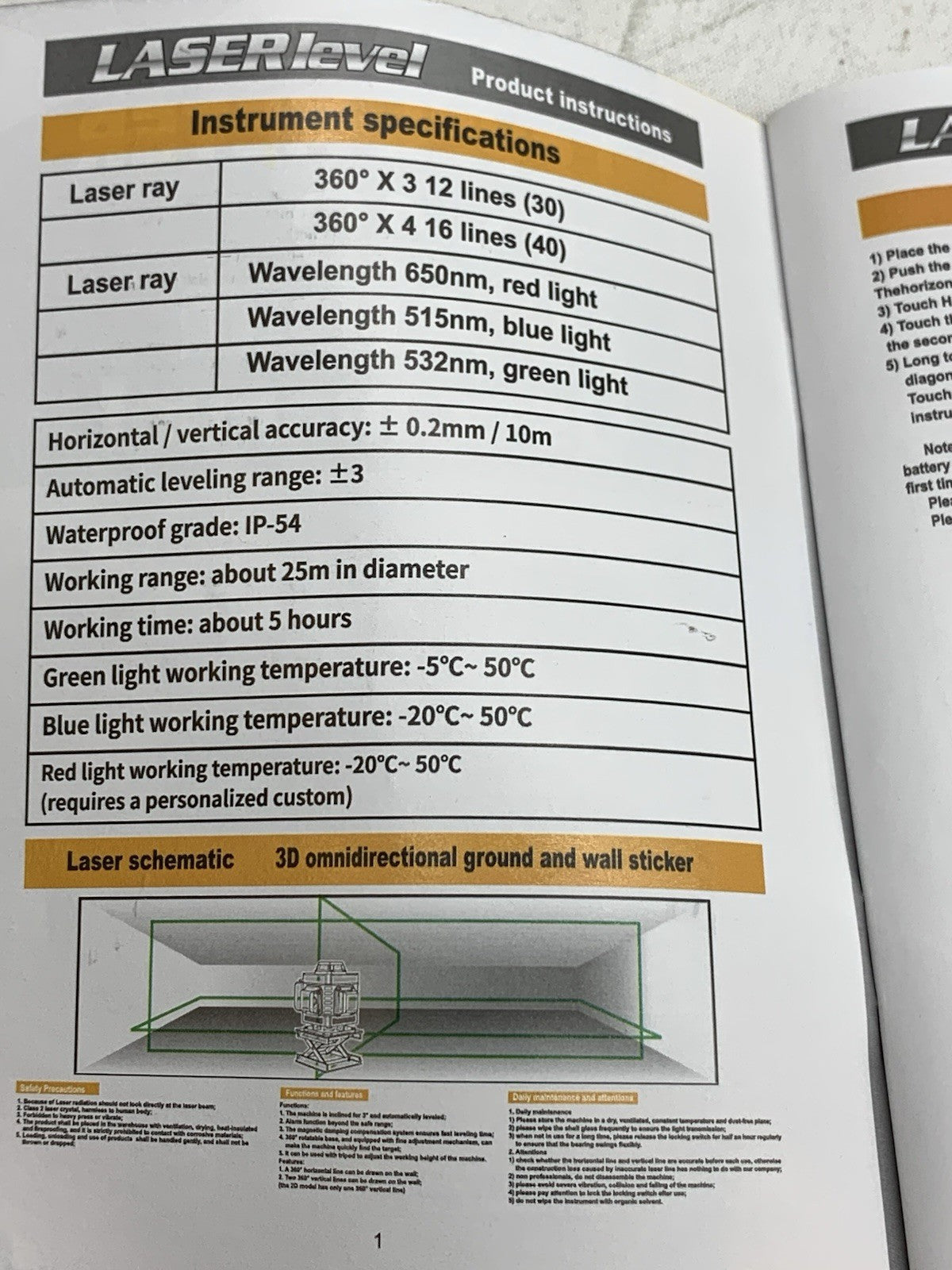 Maxlight Laser Level Meter 3d TDY-SX-A 12-16 Lines Green Light Leveling & Alignm