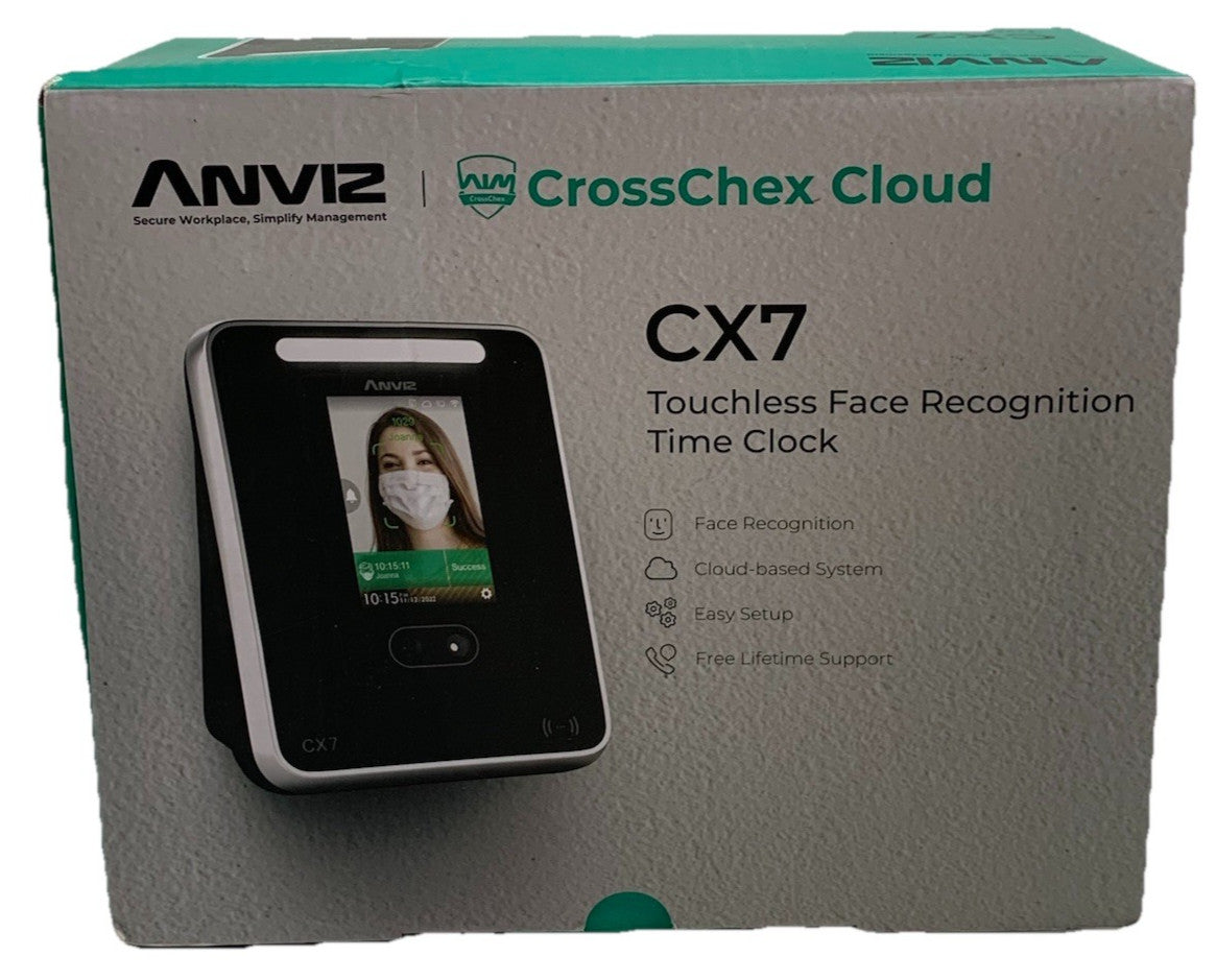 Anviz CrossChex Cloud CX7 Touchless Face Recognition Time Clock for Employees