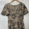 Taupe Alex Evenings long rosette mother of the bride dress for women, size 8, featuring elegant floral details.