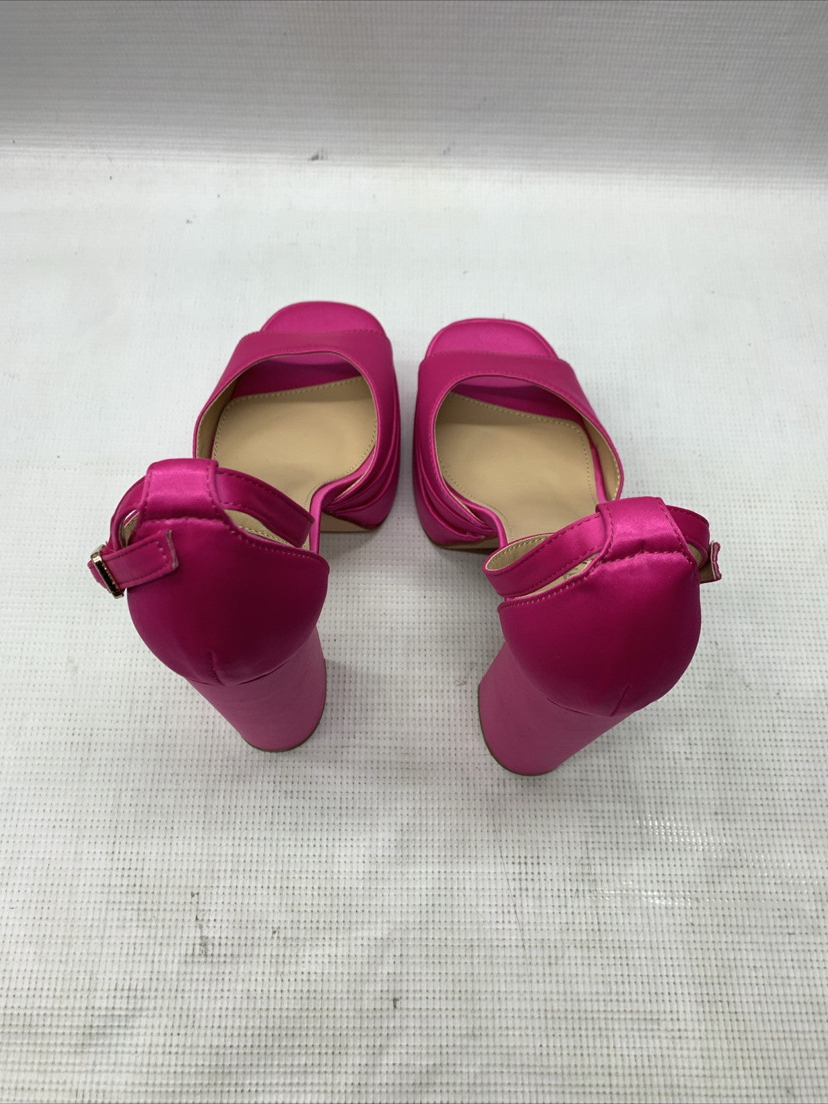Vivianly Women Platform Ankle Strap Open Toe Chunky Block High Heels Rose Red 8