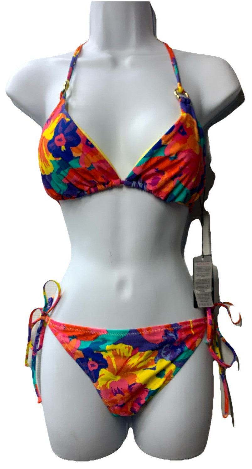 RELLECIGA Women's Triangle Bikini Set Floral Print Size Medium 2-Piece Underwear
