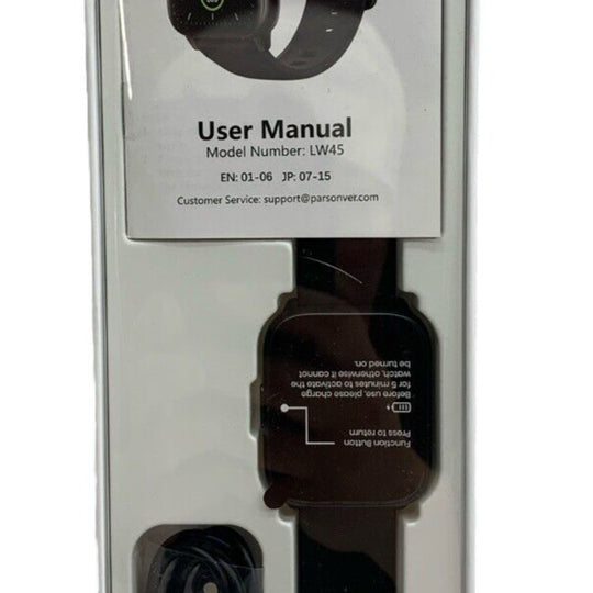 Parsonver Smart Wrist Watch Gen Heart Rate Blood Oxygen Sleep Monitor LW45 Black