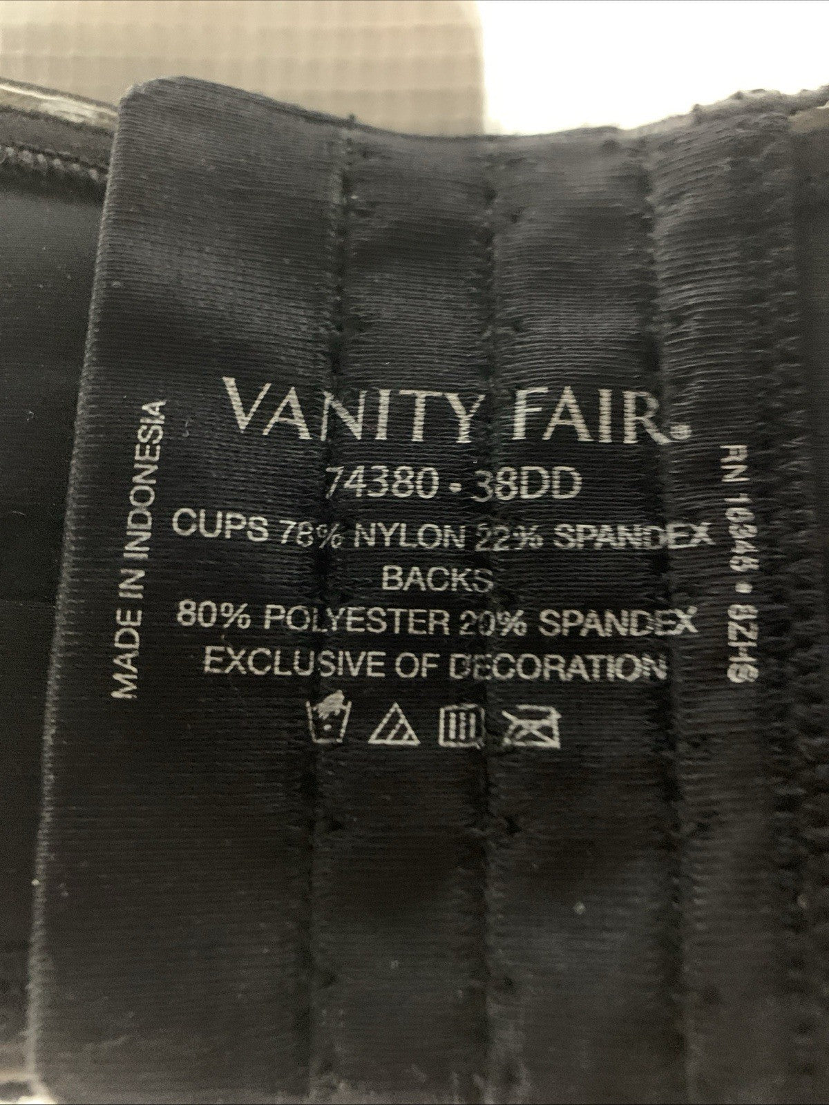 Vanity Fair Women's 74380 Back Strapless Full Figure Underwire Bra Size 38DD