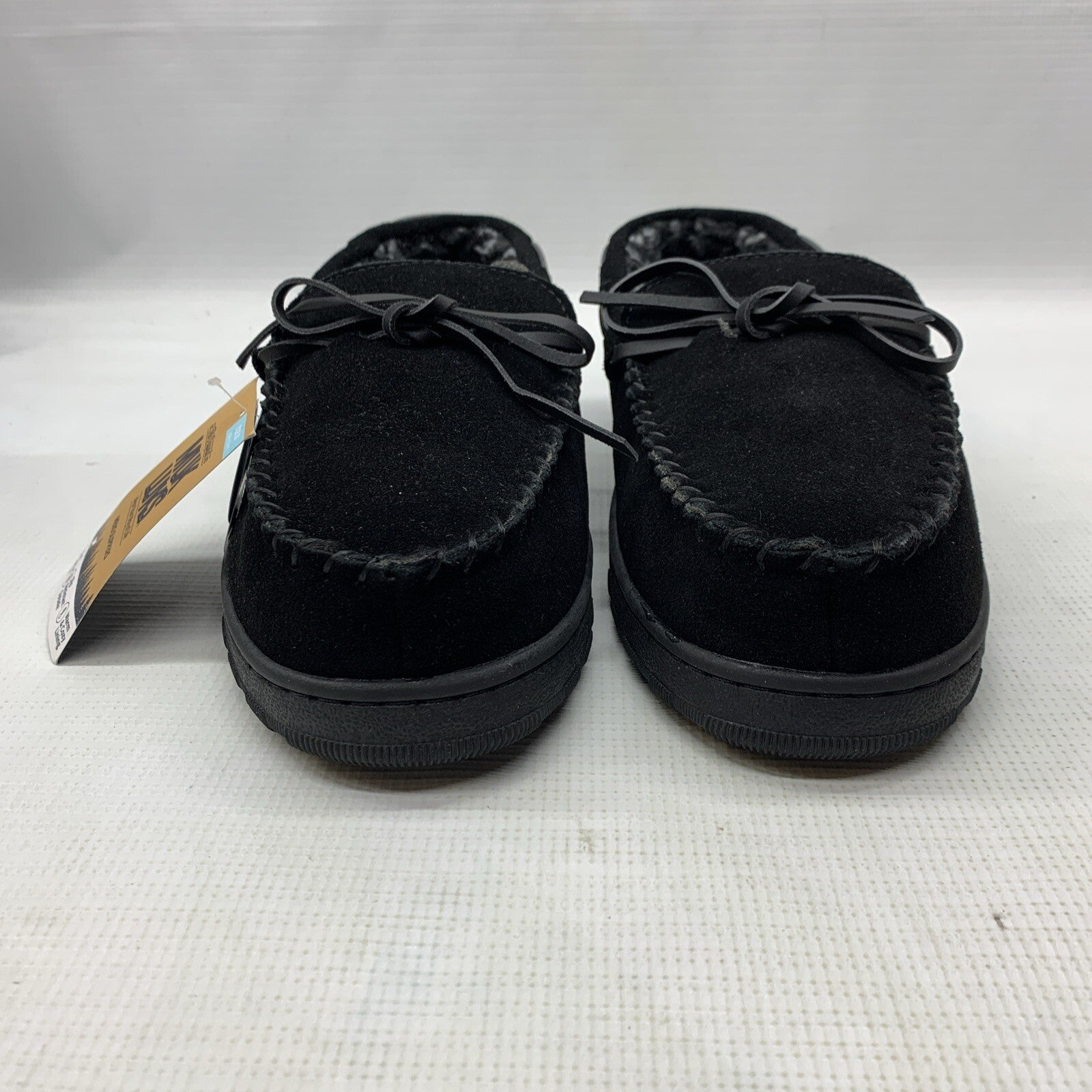 MUK LUKS Paul Printed Berber Suede Moccasin Men's Slipper Black Size 10 Casual
