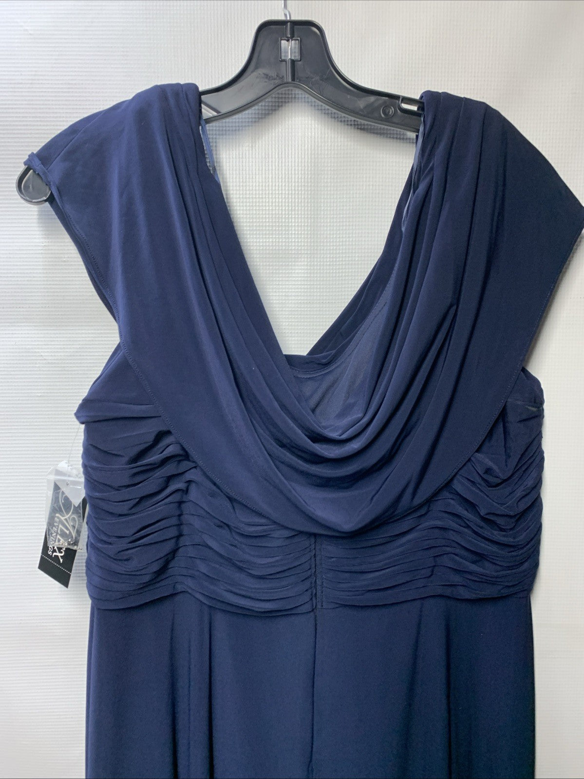 Alex Evenings Womens Long Cowl Neckline Mother of The Bride Dress Navy Size 16p