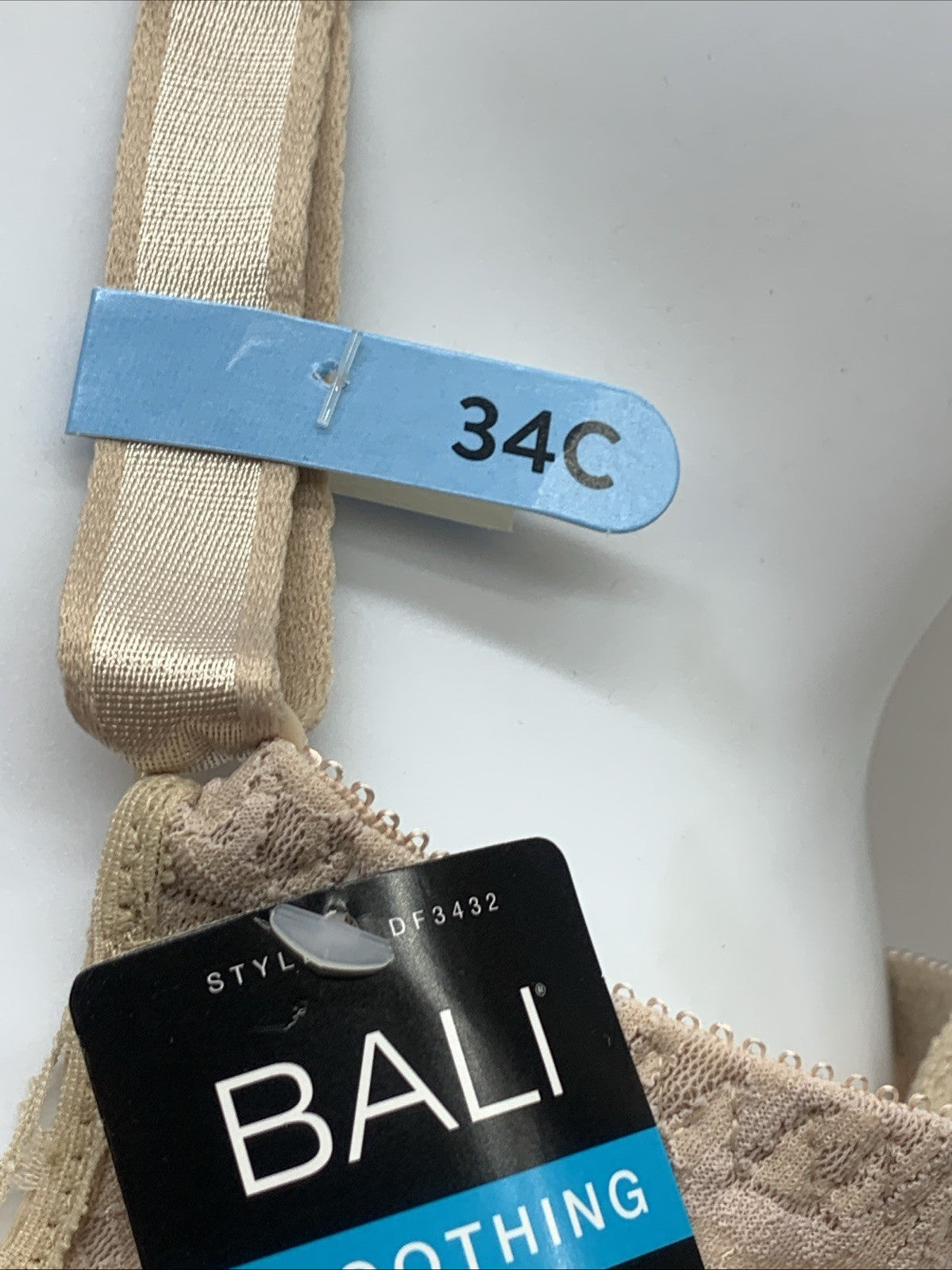 Bali Women's DF3432 Lace N' Smooth Seamless Bra Style Beige Full Coverage 34C