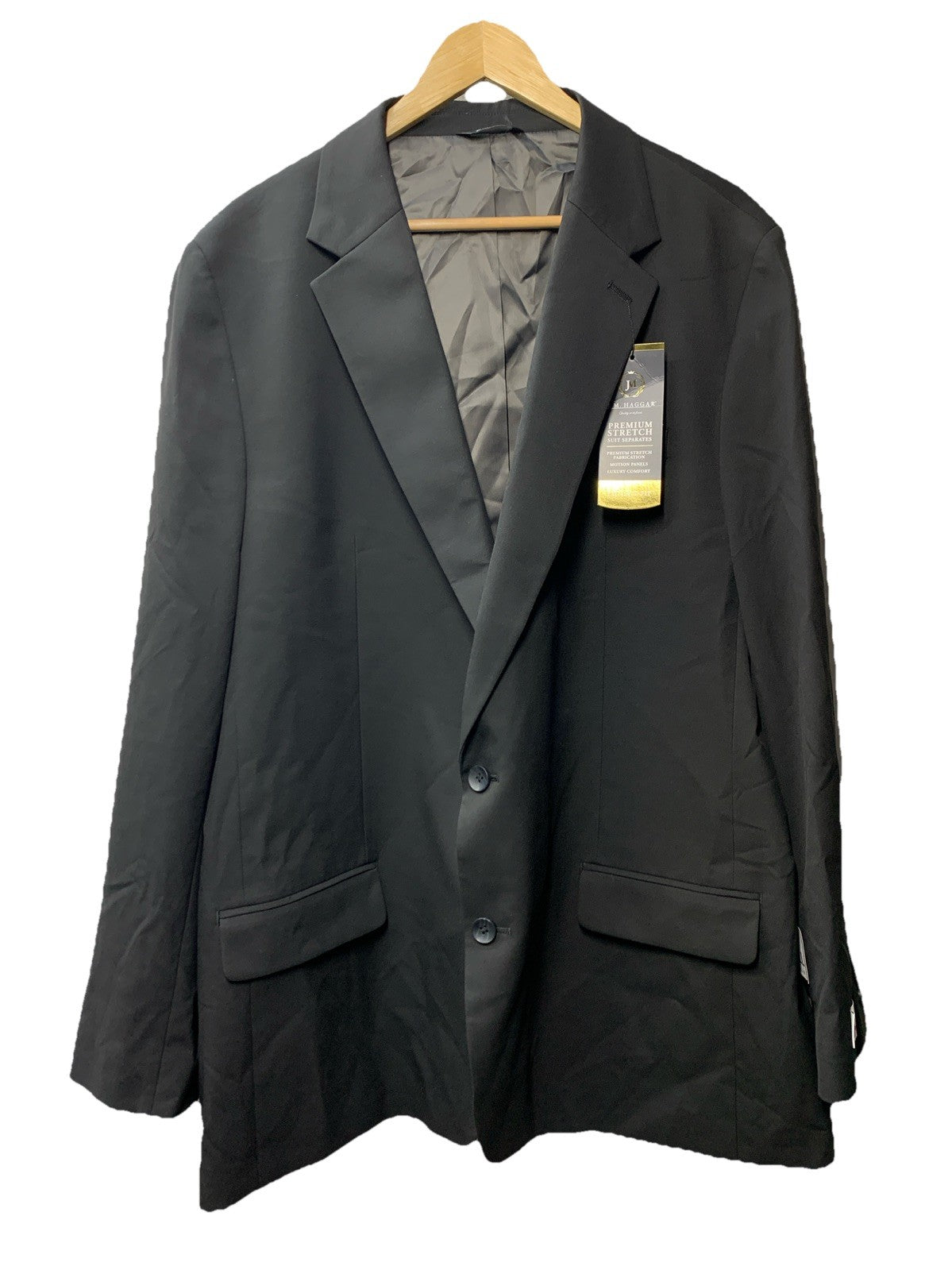 Haggar Mens JMH Premium Stretch Jacket Tuxedo Tailored Fit 52L Black Long Sleeve
