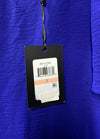 DKNY Shift Midi Dress Ruffle Short Flutter Sleeve Royal Blue SZ 2 Flowy DD1A759A