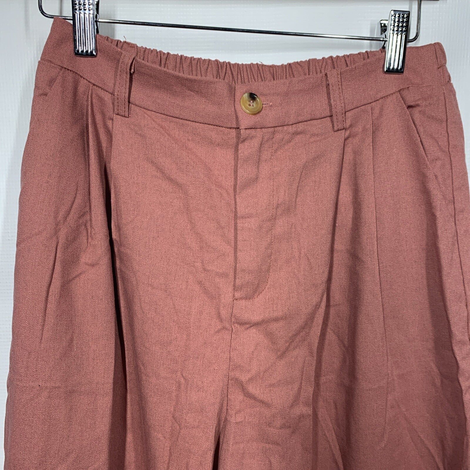 GRACE KARIN Wide Leg Pant for Women Cotton Linen Business Small Pink with Pocket