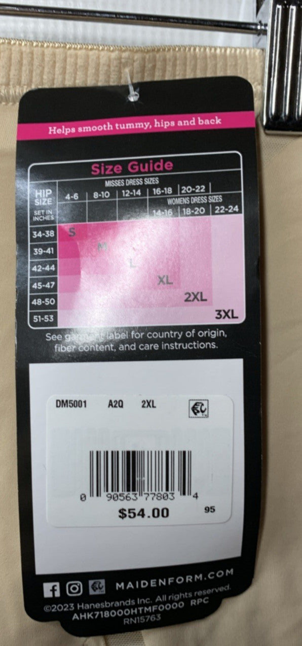 Maidenform Women's High-waist Thigh Slimmer, Firm-control Shapewear 2XL Beige