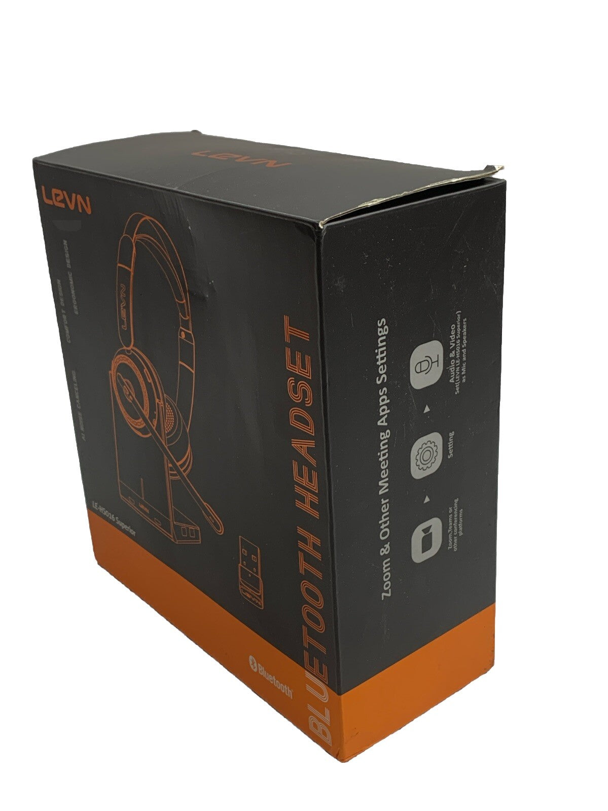 LEVN Wireless Headset, Bluetooth Headset with Noise Canceling Microphone Black