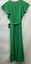 DKNY Womens Navy Flutter Sleeve Keyhole Neck Cropped Jumpsuit Green Size 2P