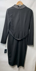 Adrianna Papell Womens Knit Crepe Tuxedo Wrap Dress Tie Belt Size 10 Long Sleeve