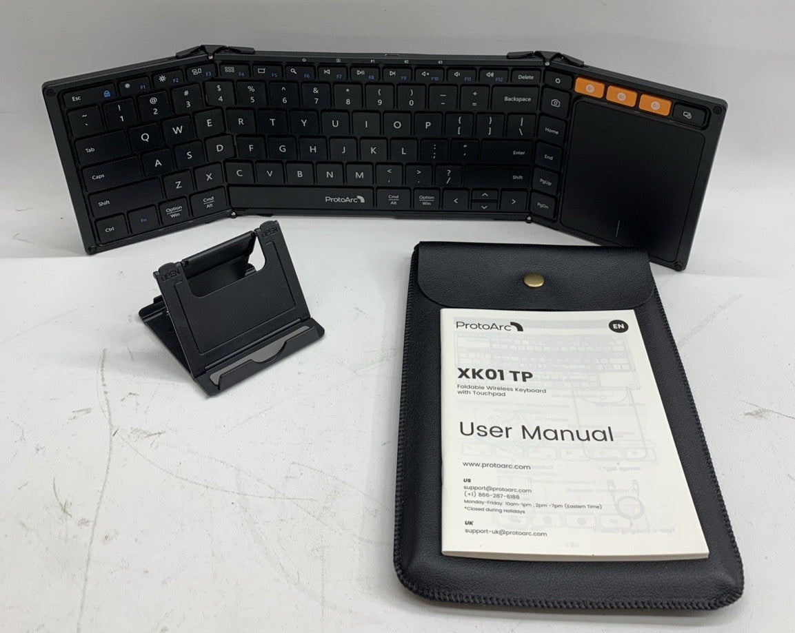 Foldable Keyboard with Touchpad, XK01 TP Folding Portable Travel Keyboard Black