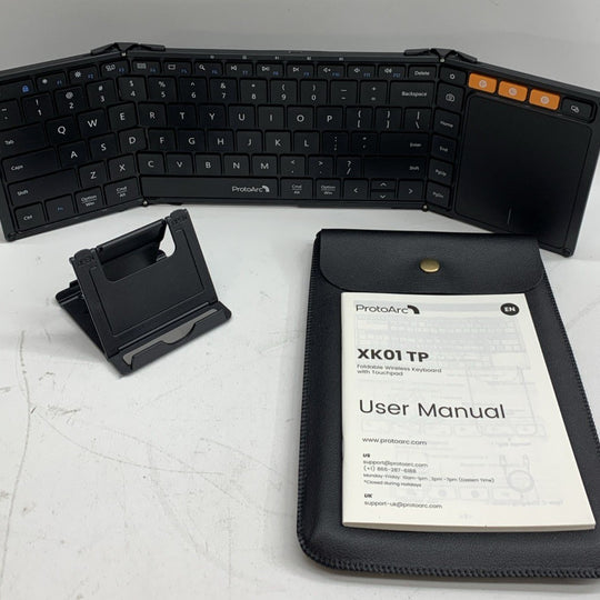 Foldable Keyboard with Touchpad, XK01 TP Folding Portable Travel Keyboard Black