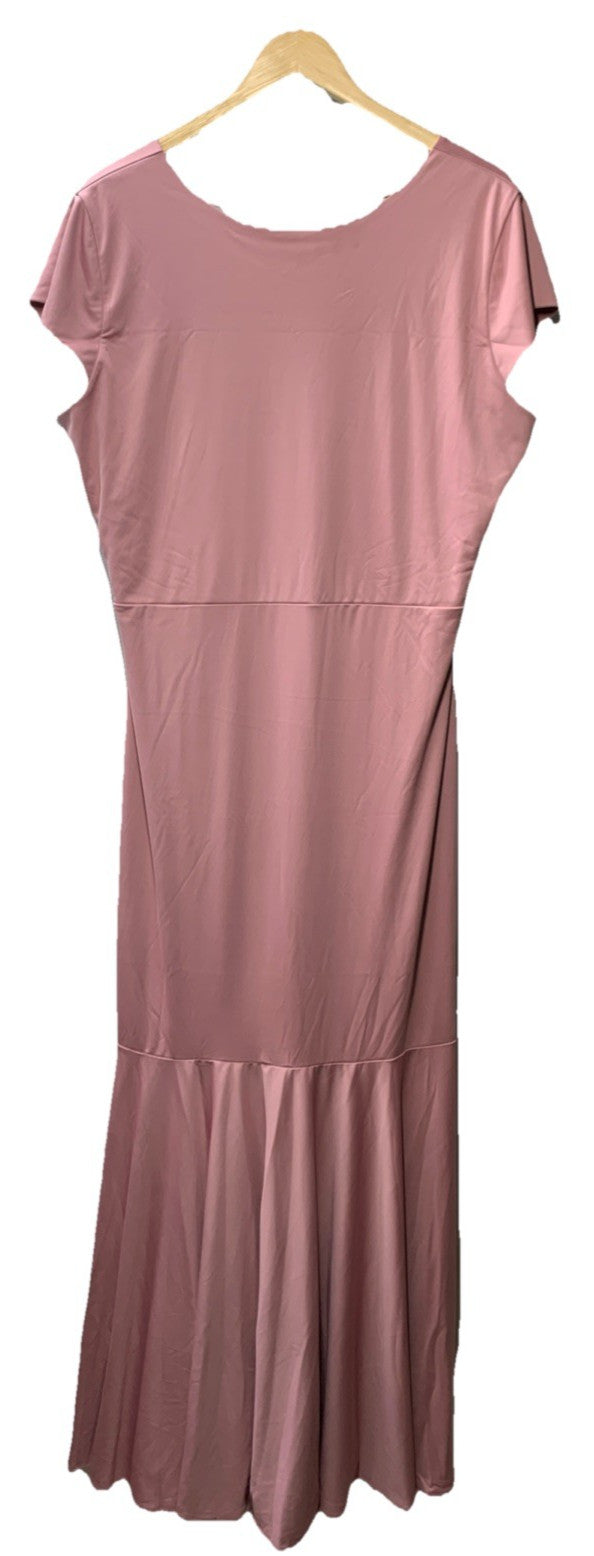 KOH KOH Womens Long Semi-Formal Short Sleeve V-Neck Full Floor Length Size 2XL