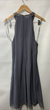 SLNY Womens Beaded Halter Ruffled Sleeveless A-Line Dress Cocktail Party Size 14