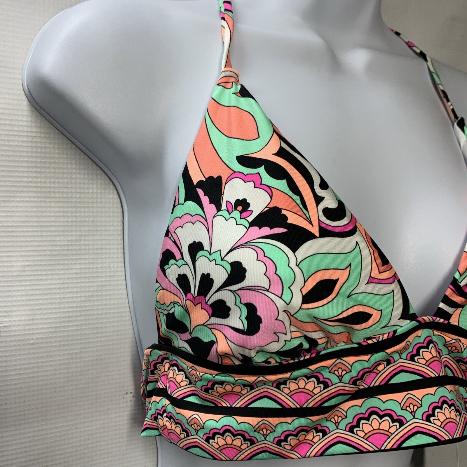 Sunshine 79 Women's Triangle Halter Bikini Swimsuit Top Size 8 Multi-Color 52419