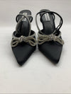 Steve Madden Viable High Stiletto Embellished Ankle Strap Size 10 Satin Black