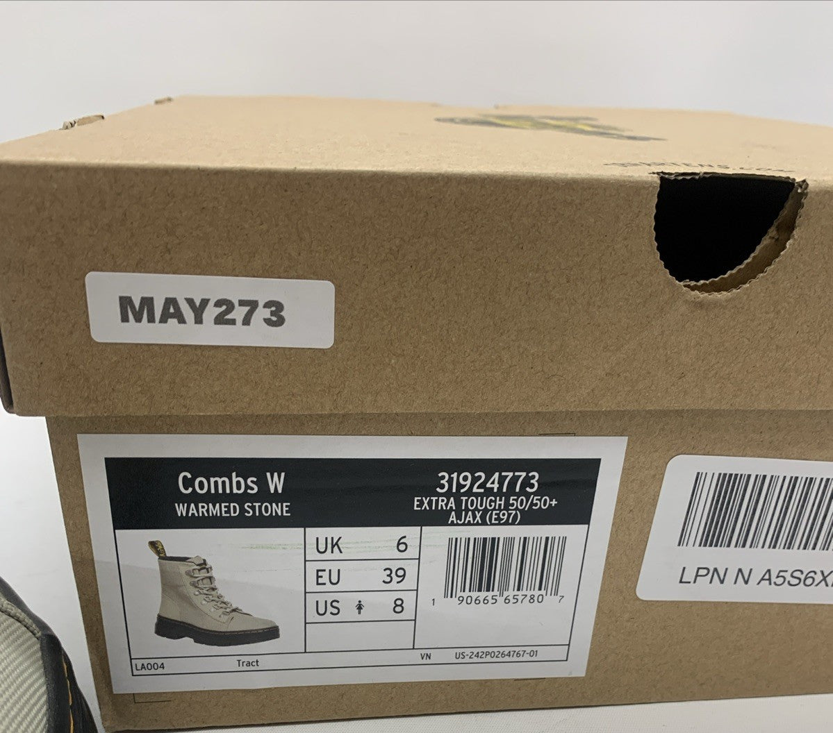 Dr. Martens Combs W Warmed Stone Extra Tough Lace Up Combat Boot Women's Size 8