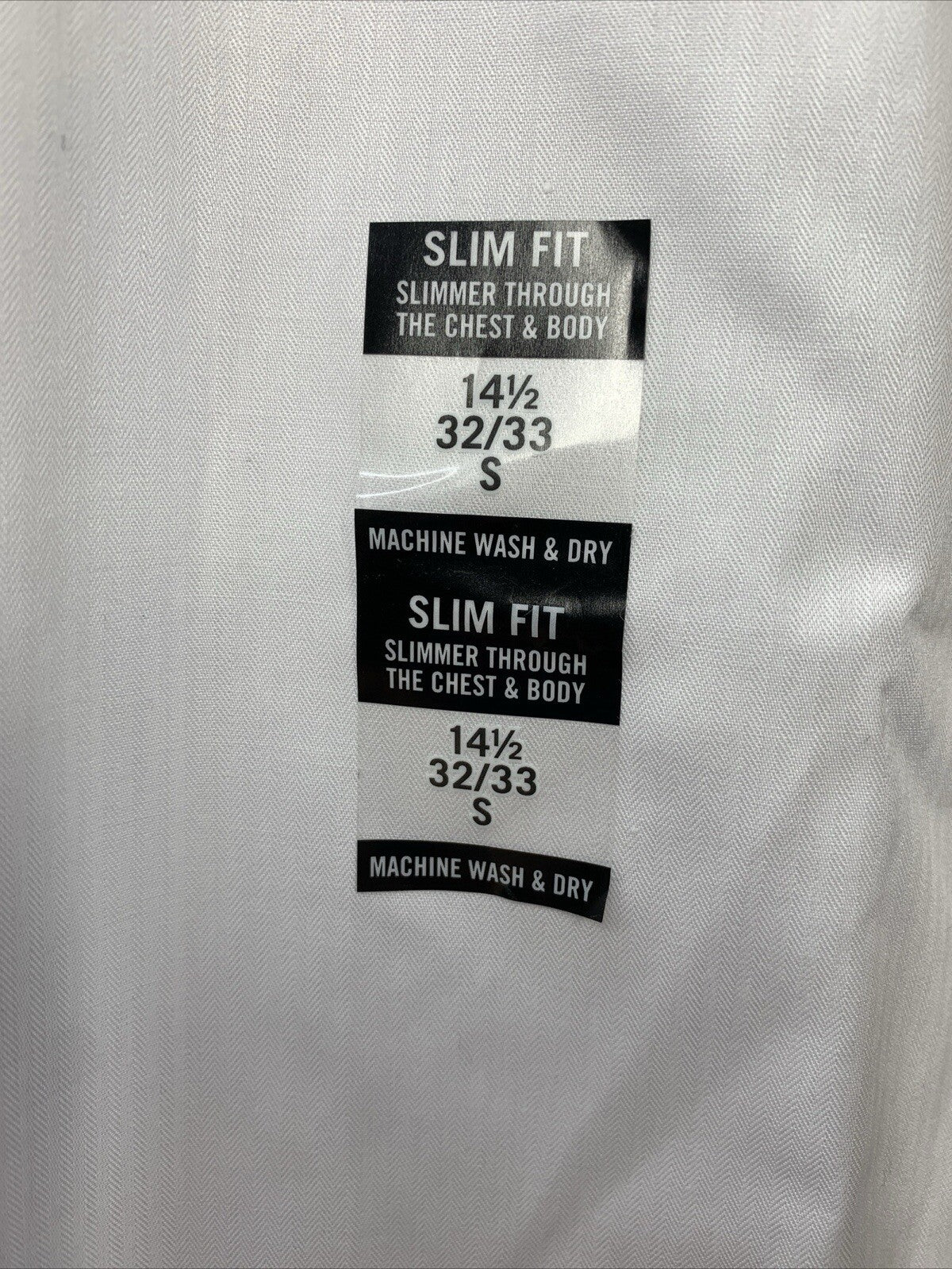 Calvin Klein Men Slim-Fit White Herringbone Non-Iron Dress Shirt Size 14.5 32/33