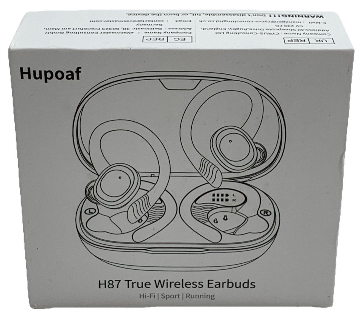 Wireless Earbuds Sport H87 2025 Bluetooth 5.4 Headphones with Earhooks, A-Black