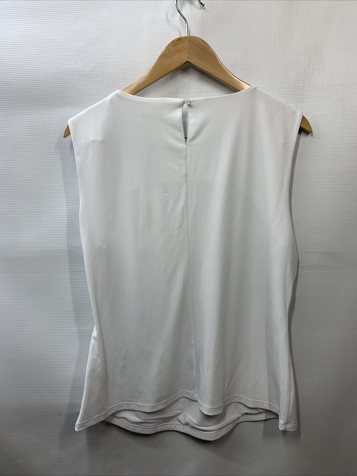 Calvin Klein Women Top White Gathered Neck Sleeveless Pullover Shirt Size 16