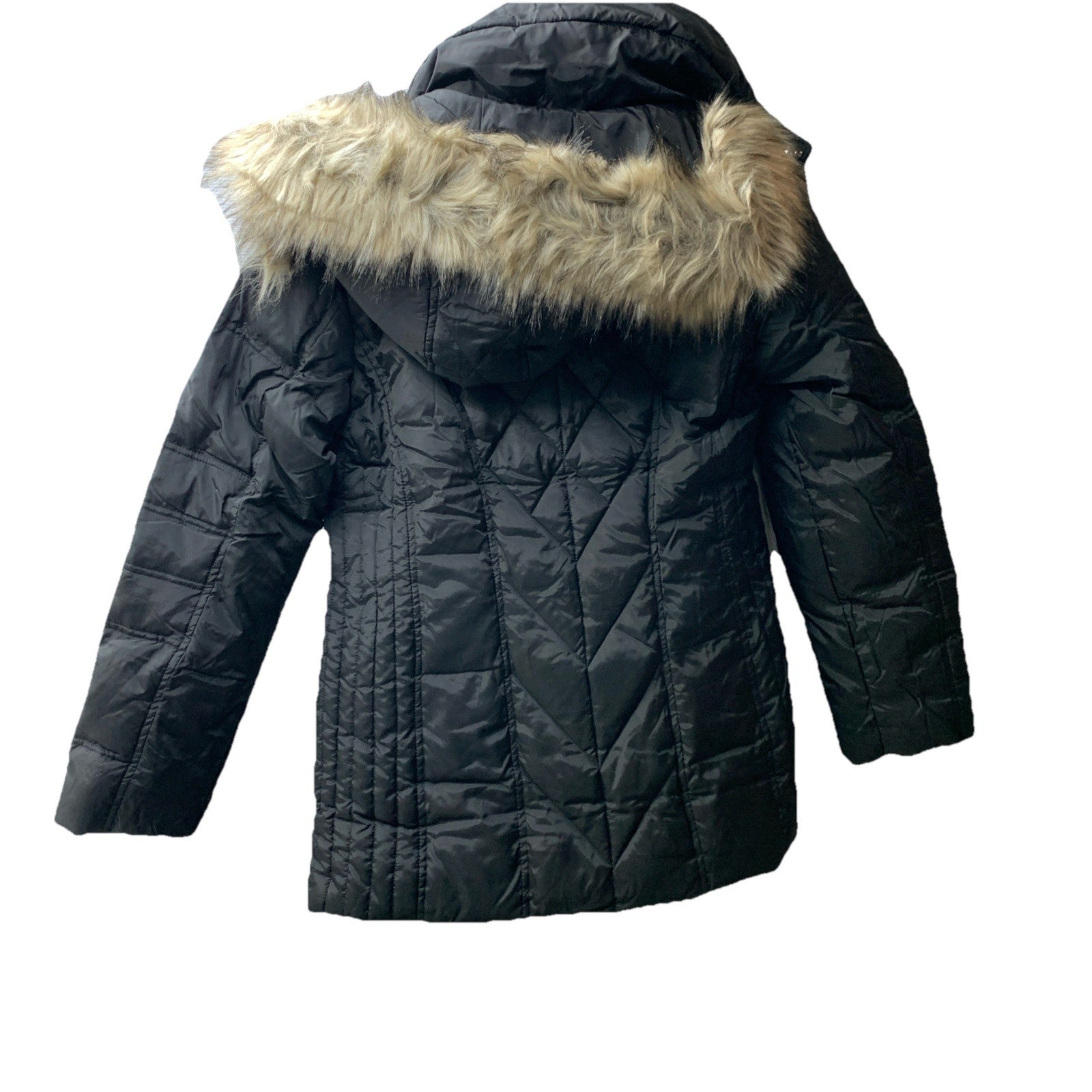 London Fog Hooded Down Puffer Jacket Coat Black Sz Small Long Sleeve L820627L93