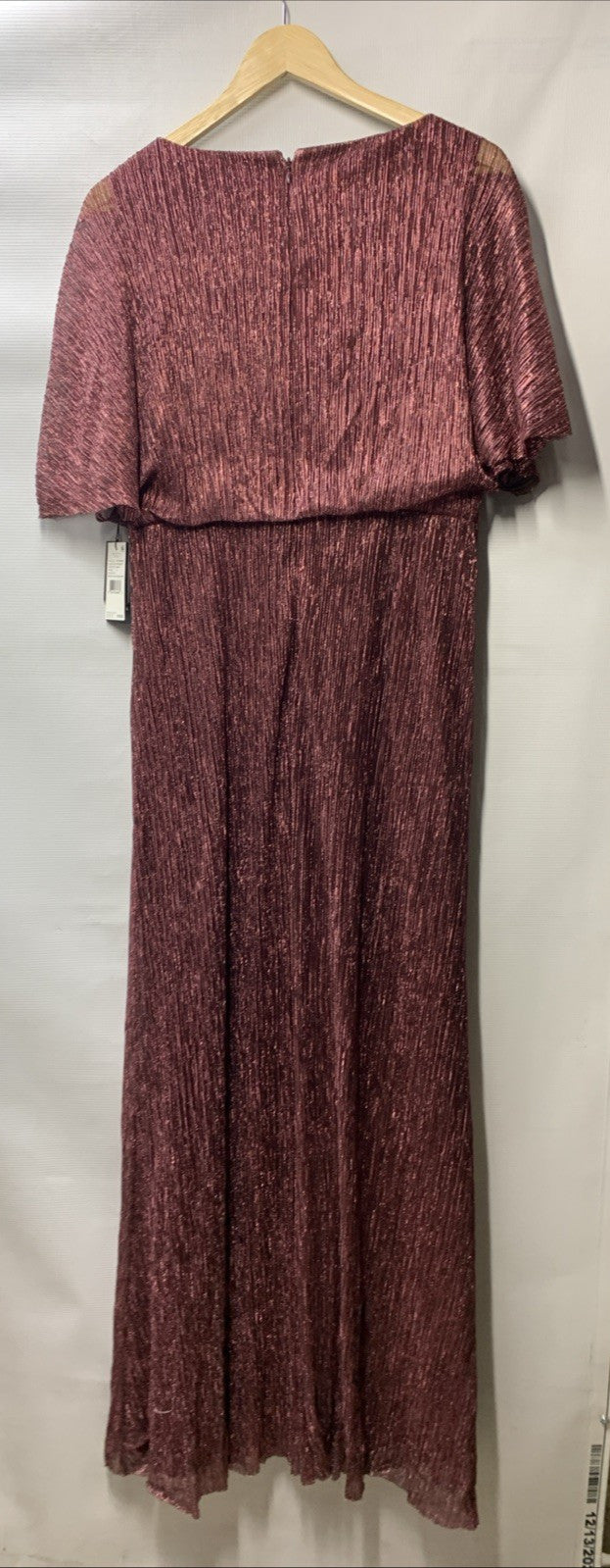 Adrianna Papell Metallic Blouson Gown Special Occasion Dress Burgundy Size 10