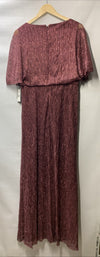 Adrianna Papell Metallic Blouson Gown Special Occasion Dress Burgundy Size 10