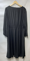GRACE KARIN Women's Chiffon Dresses V Neck Long Sleeve Smocked Size 2XL Black