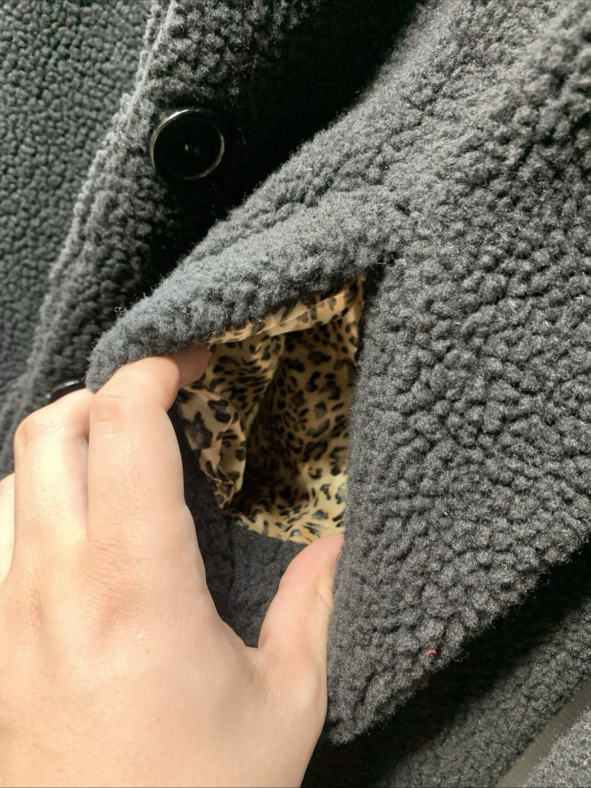 Jessica Simpson Women Winter Coat Sherpa Full Length Single Breast Size M Black