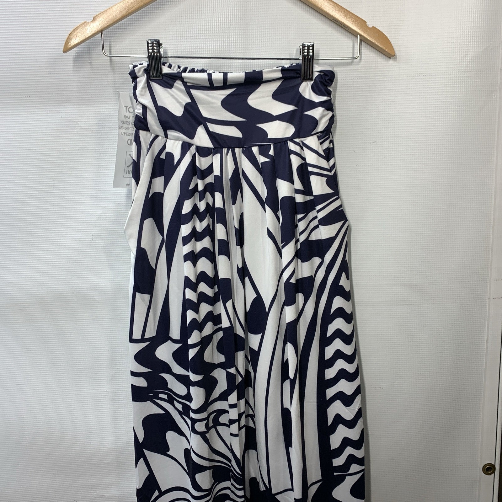 KOH KOH Womens Print Long Flowy Modest High Waist Maxi Skirt Navy Size Small